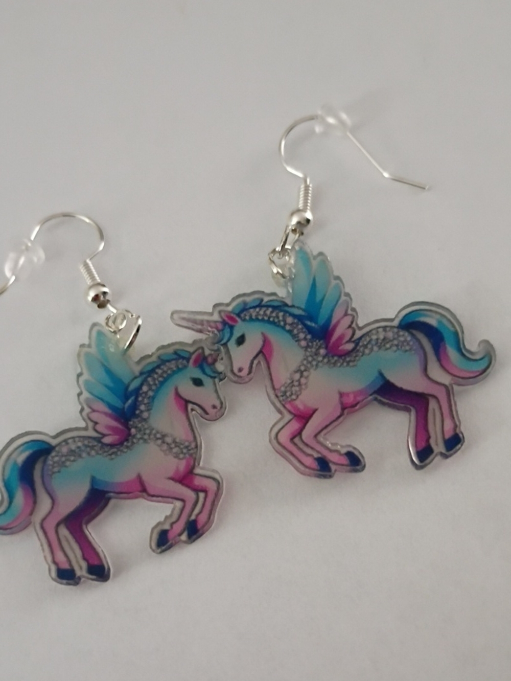 Pink & Blue Unicorn Wing Dangle Earrings
